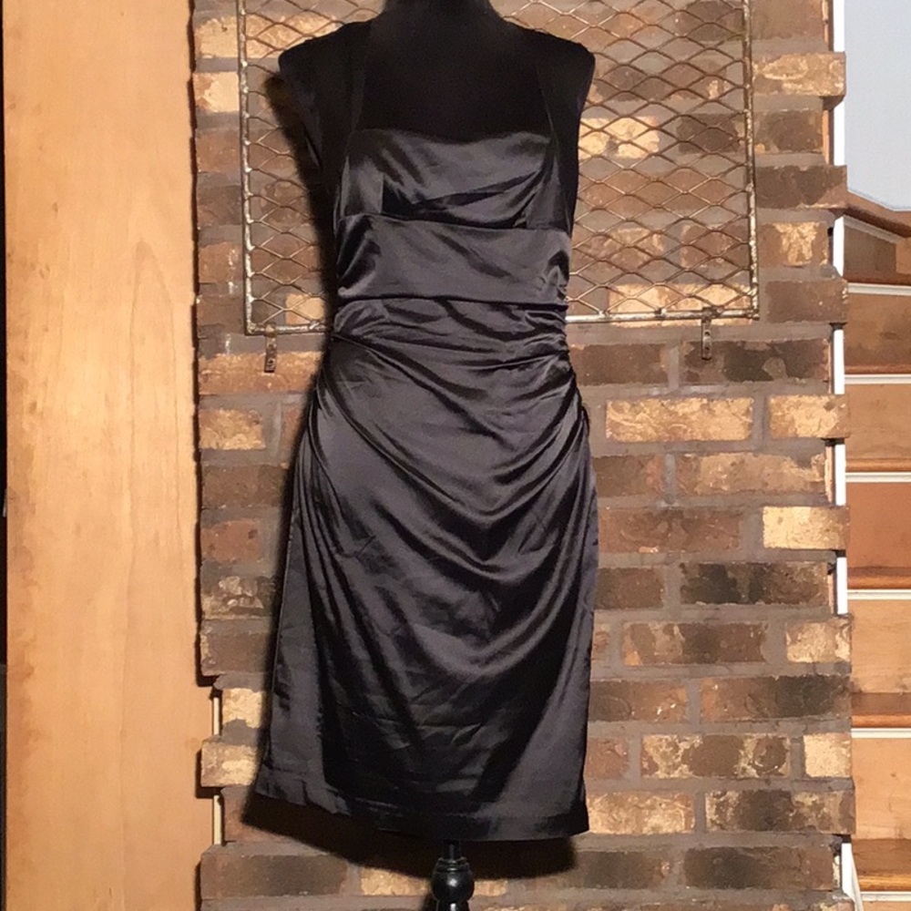 Moda International dress Bodycon ruched black 8